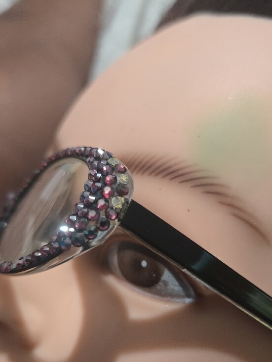 Rhinestone-Embellished Purple Oval Reading Glasses